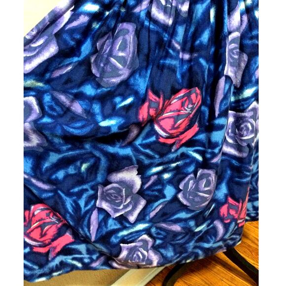 Vintage Ann Taylor Women's Floral Roses Pull On Maxi Skirt Retro Blue Y2K Small - Picture 3 of 13